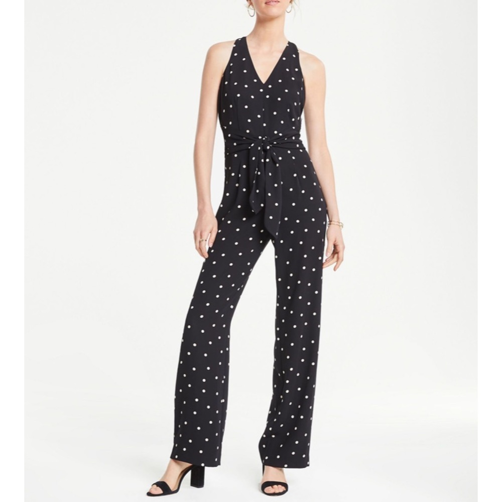 Ann Taylor POLKA DOT RACERBACK JUMPSUIT